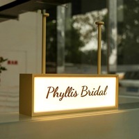 Enseigne publicitaire suspendue double face en acier inoxydable MACCAN, boîte à lumière en acrylique, plaque d'adresse lumineuse pour devanture de magasin, 12 volts