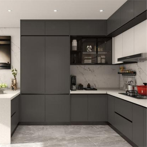 <span class=keywords><strong>Alvin</strong></span> Gabinete de cocina personalizado Muebles de tablero de melamina gris mate Diseño de madera hecho a mano - Product Image 3