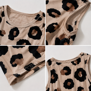 Wholesale Women's Leopard Print Tank <b>Top</b> O-Neck Sleeveless Casual Knitted Breathable Polyester <b>Top</b> Regular Length OEM ODM - Product Image 4