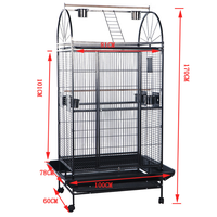 Vente en gros OEM ODM Cages à oiseaux et perroquets en fil métallique noir de grande taille avec roues et mangeoire