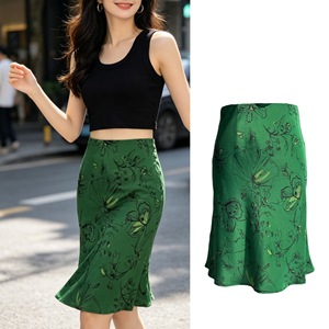 French Vintage Ballet Girl Style Sand Washed Silk Bias-Cut Short A-Line Natural Waist Summer <b>Skirt</b> for Women - Product Image 2