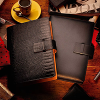 Classeur en cuir PU avec logo gaufré B5 pour réunion d'affaires planificateur quotidien cahier taille A4 fournitures de bureau scolaire avec reliure en spirale