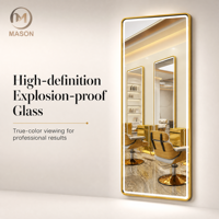 Miroir de salon professionnel en acier inoxydable avec LED réglable, design moderne, fixation murale pour barbier, salon de coiffure, maquillage, beauté - Le meilleur