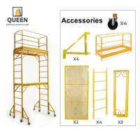 LINYI QUEEN Échafaudage mobile multi-usage sur roulettes de 3,66 m (12 pieds) pour travaux de cloison sèche et construction, haute résistance