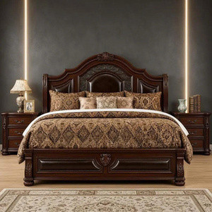 High Quality Luxury <b>Victorian</b> Solid Wood Platform <b>Bed</b> <b>Frame</b> with Upholstered Leather Headboard and Storage Footboard - Product Image 6