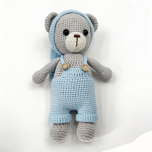 Oso de Peluche Beige Hecho a Mano, Lindo <span class=keywords><strong>Amigurumi</strong></span> con Pijama y Gorro de Dormir, Muñeco de Peluche Tejido Suave, 100% Poliéster, Unisex - Product Image 4