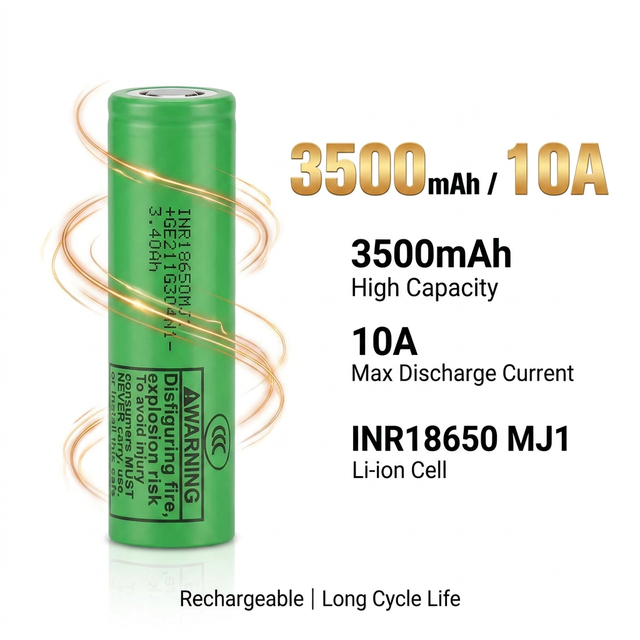 Authentic INR18650 MJ1 3.6V 3500mAh 10A High Capacity Li-ion Battery Cell for Electric Bike and Long Range E-bike Packs