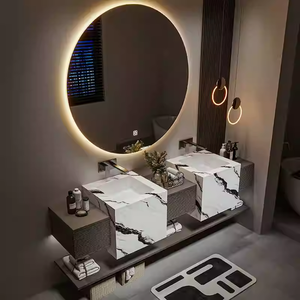 Lavabo de <span class=keywords><strong>columna</strong></span> suspendida de estilo de hotel de lujo de gama alta, gabinete de <span class=keywords><strong>baño</strong></span>, losa de roca, lavabo de cerámica sin costuras, gabinete de lavabo - Product Image 3