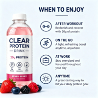 Boisson protéinée portable mini bouteille transparente à base de plantes, sans lactose, riche en protéines, pour adultes, après l'entraînement, pour la remise en forme et la nutrition