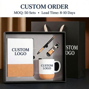 Bulk Promotional Business Gift Set With Custom Logo 4-in-1 Cork Notebook Ceramic <b>Mug</b> Pen Keychain Business Gift Kit - Product Image 1