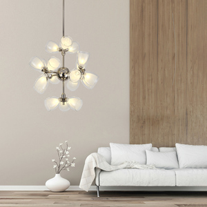 Lámpara Colgante Molecular Moderna con Diseño de Estrella, Cromada, con Doble Pantalla de Cristal Transparente, para Sala de Estar, Comedor, Sala de Recreación - Product Image 2