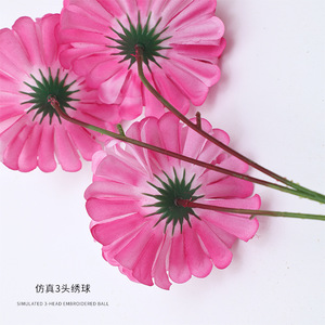 Fleurs artificielles en crème simulée Xinchengzhi, bouquet en soie à 3 têtes pour décorations de mariage et de maison - Product Image 3