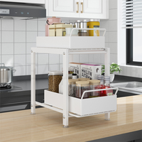 Étagère de rangement sous évier en métal sur mesure pour cuisine, double niveau, autoportante, avec conception détachable pour vaisselle