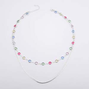 2023 सबसे अच्छा बेच सोना मढ़वाया स्तरित लिंक चेन हार रंगीन जेड क्रिस्टल मोती अवस्र्द्ध हार के लिए गर्मियों में महिलाओं - Product Image 3