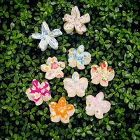 Pince à cheveux en plastique haut de gamme motif Bauhinia, accessoire de coiffure quotidien pour femme, pince à cheveux marbrée motif Plumeria, style mariage et fête