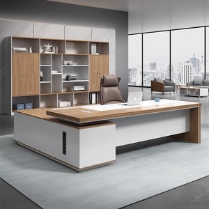 Modern Executive <b>Desk</b> L Shape Office Furniture Manager <b>Desk</b> With Storage Cabinet Wooden <b>Table</b> For Office Workspace - Product Image 2