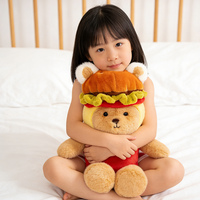 MaiYouTu Ours en peluche brodé personnalisé de haute qualité, super doux, en forme de burger, rembourrage en coton PP, anti-stress, pour la Saint-Valentin