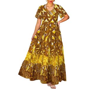 Thời trang hợp thời trang Cổ chữ V sâu giản dị Thanh lịch dành cho nữ Đầm <span class=keywords><strong>maxi</strong></span> cỡ lớn <span class=keywords><strong>in</strong></span> họa tiết nhuộm màu Thiết kế bộ lạc Polynesia - Product Image 3