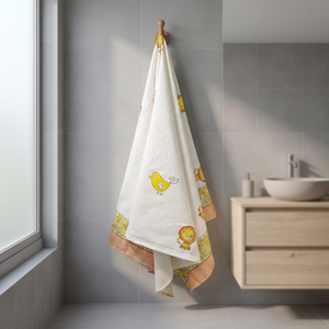 Hand Block Printed Cotton Waffle Bath <b>Towel</b> Set Floral <b>Embroidered</b> Quick Dry Rectangle <b>Towel</b> Set for Home Bathroom - Product Image 3