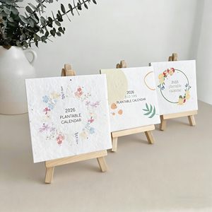 <span class=keywords><strong>Calendrier</strong></span> de bureau plantable en papier grainé écologique avec support - Product Image 1