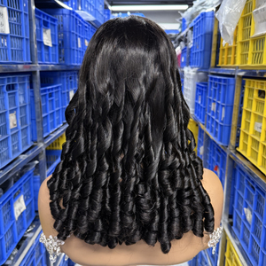 Perruque à Closure en Cheveux Humains, Bouclée Rose pour Femmes Noires, Perruque Cheveux Naturels Frisés Style Romance, Perruque Brute Ondulée - Product Image 1