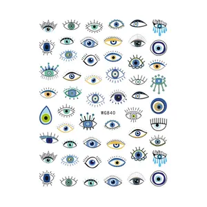 ネイルアートデコレーション用の売れ筋ブランドの新しいカラフルな青い目と水玉ネイルデカールステッカー邪眼ネイルアートステッカー