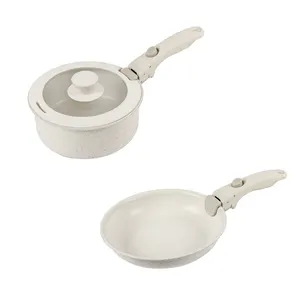Smartpan Nonstick White Detachable Handle Cooking Pot Non Stick Aluminum Pot Set Cookware