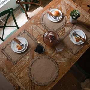 <span class=keywords><strong>Chemin</strong></span> de <span class=keywords><strong>Table</strong></span> tissé en lin de Style rétro bohème américain Bubaba pour un usage domestique-pour les mariages de noël tapis de <span class=keywords><strong>Table</strong></span> en <span class=keywords><strong>Jute</strong></span> en gros - Product Image 2