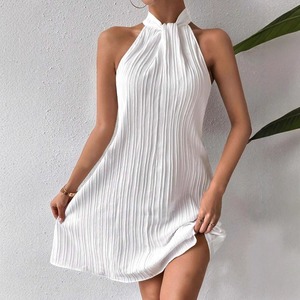 Nuovo Abito Corto da Donna Primavera/Estate 2026 Stile Occidentale con Collo all'Americana, Pieghe e Drappeggio <span class=keywords><strong>Incrociato</strong></span> - Product Image 5