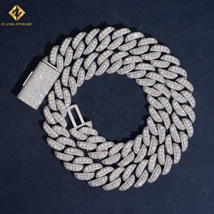 Collar de Cadena Cubana de Moissanita VVS de Plata 925 con Baño de Rodio para Hombre, Joyería Hiphop Premium al por Mayor - Product Image 1