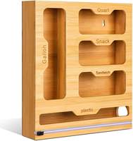 Ensemble de boîtes de rangement en bambou naturel pour tiroirs, tailles variées, organisateur de rangement, support à vaisselle, coupe-papier aluminium, support pour sachets Ziploc