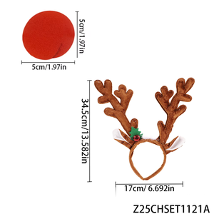 Ensemble de rennes de Noël PESENAR, serre-tête avec cornes, clochettes et <span class=keywords><strong>nez</strong></span> rouge pour <span class=keywords><strong>les</strong></span> fêtes et <span class=keywords><strong>les</strong></span> déguisements - Product Image 2