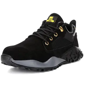JIEFU Suede Leather Outdoor Safety Shoes Feet Protective Woven Steel Toe Anti-puncture Work Safety Boots For Man