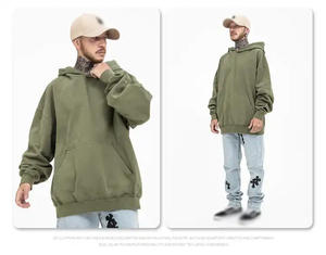 Sudadera con Capucha Extra Grande para Hombre K161, 100% Algodón de Alta Calidad, Lavado Ácido, Estilo Vintage, Diseño Liso, Serie High Street - Product Image 5