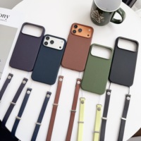 Coques pour iPhone en silicone métallique antichoc avec sangle de transport réglable en bandoulière, vente en gros