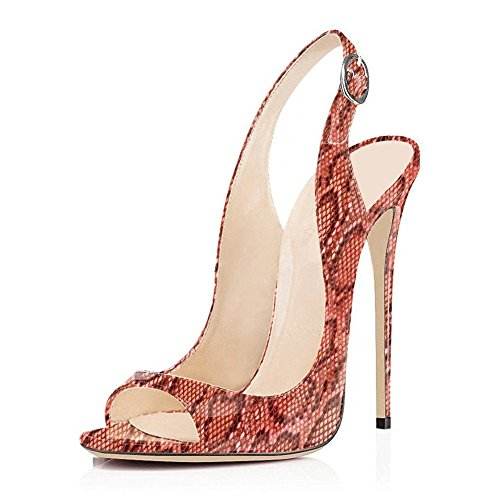 Women High Heel Summer Sandals Snakeskin Leather Dress Shoes