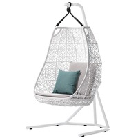 Fauteuil suspendu en osier de haute qualité pour l'extérieur, chaise œuf, hamac de patio, balançoire avec cadre en acier et coussin imperméable pour