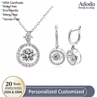 Fijne ronde geslepen 1CT VVS1 GRA Dancing Moissanite oorbellen kettingset 925 sterling zilver dames Valentijnsdag cadeau 2026 sieraden