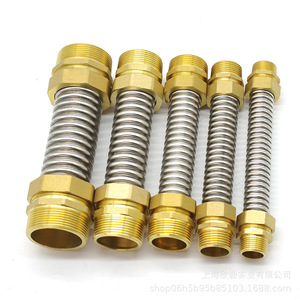 Tuyau ondulé en acier inoxydable 304 avec raccords en laiton pour l'entrée et la sortie d'eau de la climatisation centrale 1/2 pouce - Product Image 3