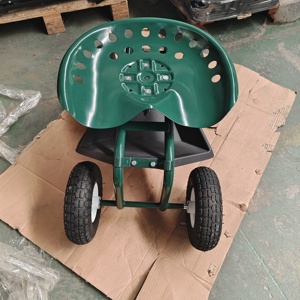 Rolling Garden <strong>Cart</strong> Adjustable Steel 360&deg; Swivel Seat <strong>Cart</strong> Built-in Tool Tray for Outdoor Planting <strong>Weeding</strong> and Yard Maintenance - Product Image 3