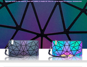 <span class=keywords><strong>กระเป๋า</strong></span>คลัทช์เรืองแสงสำหรับผู้หญิง,<span class=keywords><strong>กระเป๋า</strong></span>สตางค์ใบยาวกระเป๋าทรงเรขาคณิตมีซิปสุดสร้างสรรค์พร้อมหูจับ - Product Image 4