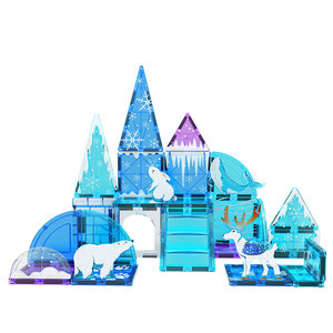 MAG-PARADISE 32 pièces, tuiles magnétiques sur le thème de la glace arctique, blocs de construction Ours polaire et Phoque, <span class=keywords><strong>jouet</strong></span> STEM Château de glace pour enfants 3+ - Product Image 2