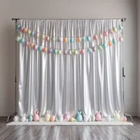 Tirai Latar Belakang Satin Kustom Model Berdiri Sendiri dengan Kantong untuk Tiang Gorden, Cocok untuk Pernikahan, Ulang Tahun, Baby Shower, Fotografi, Wisuda, dan Pesta