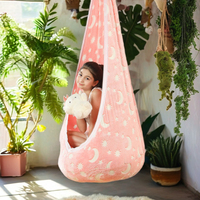 Balançoire d'intérieur pour enfants avec coussin gonflable en flanelle lumineuse hamacs suspendus en coton et polyester pour cour