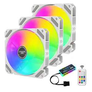 Lovingcool new design of 120MM 12V 6Pin RGB and 5V ARGB computer case fans with Controller for Gaming PC case