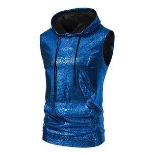 016 new trend mens vest party sleeveless t-shirt hooded shirt for men