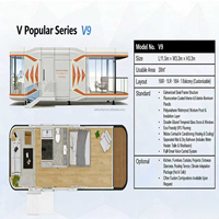Maison Capsule Préfabriquée V9 de Luxe en Aluminium, Design Européen, Étanche et Écologique, avec Salon et Chambre, Facile à Installer