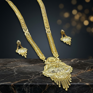 Collares largos de boda para mujer con diseño floral chapados en oro de 14K, 18K, 24K, de latón al por mayor, joyería de moda con cadena de palomitas de maíz - Product Image 3