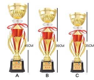 Trofeo Metálico para Campeonatos Deportivos, Baloncesto, Fútbol, Corona, Cubierta Superior de Dos Orejas - Product Image 3