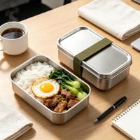 Baming RVS Bento Lunchbox voor Kinderen & Volwassenen, voor het bewaren van versheid, enkelvoudig, voor werk en lunch